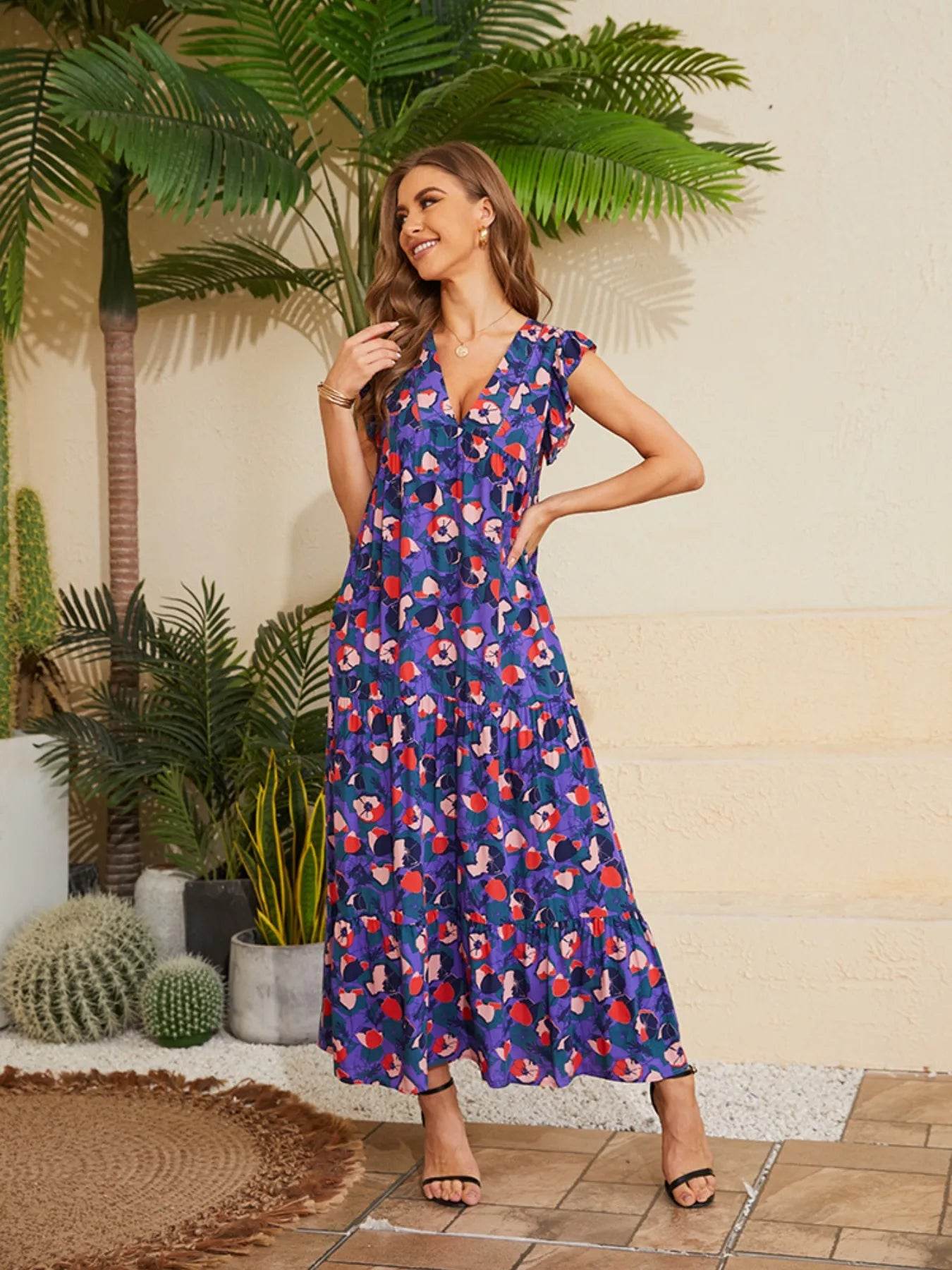 Floral V-Neck Cap Sleeve Summer Dress Purple Trendsi 001e5c79-5c00-4318-987c-6823952ef4c3-Max-Origin