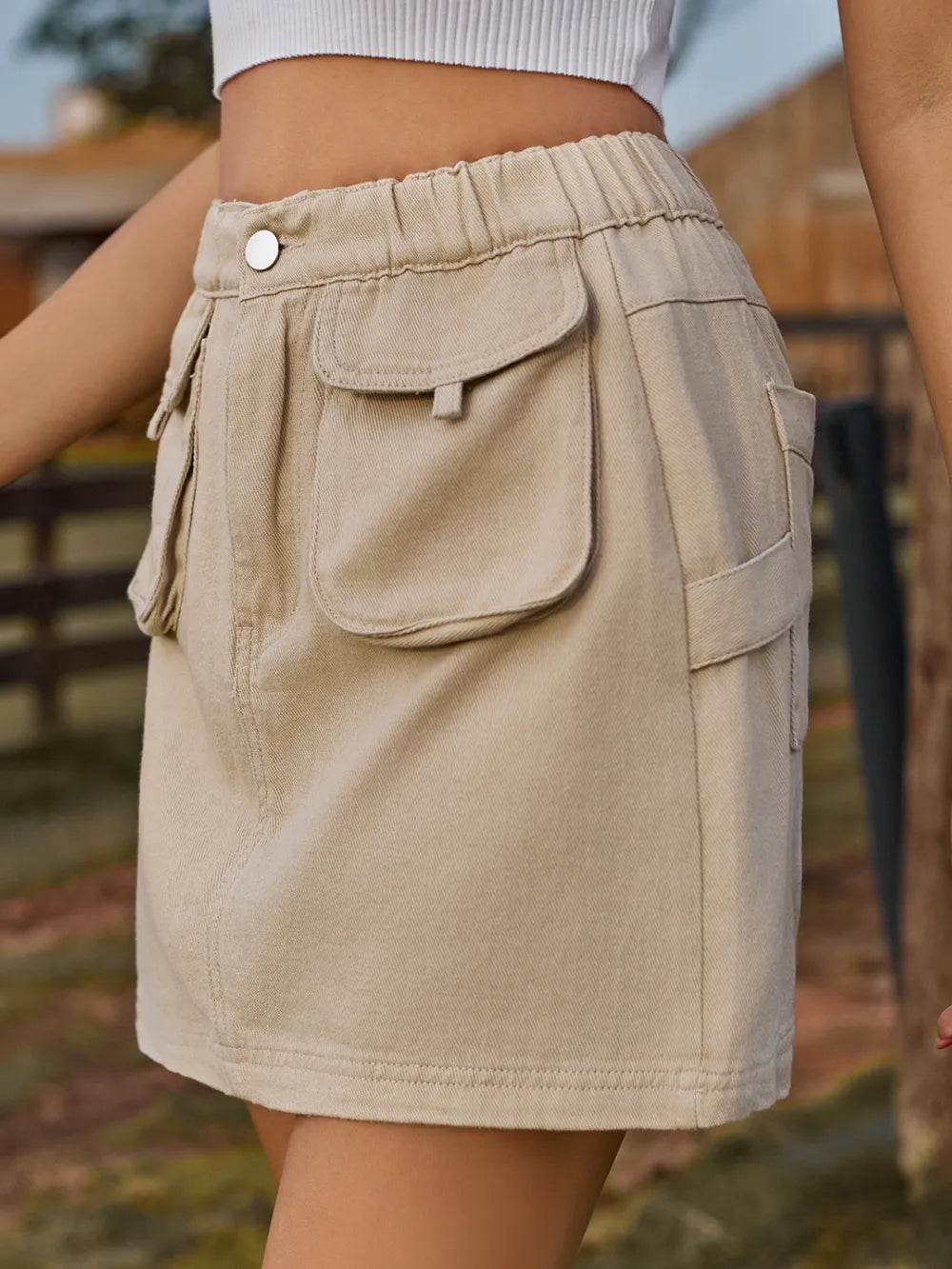 Pocketed Elastic Waist Denim Skirt Trendsi 00229fe3-27b5-42ec-bf5e-4cd7ee436476-Max