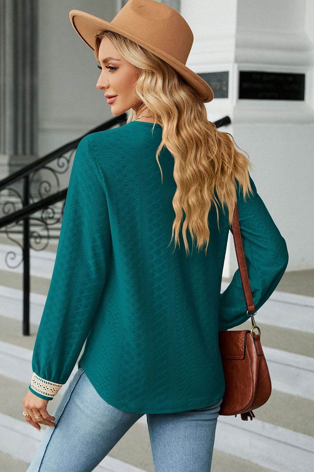V-Neck Long Sleeve Blouse Trendsi 002546ddd25a49c38bc17fb8e7d8a14f-Max
