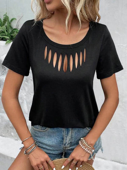 Hollow Out Neckline Short Sleeve T-Shirt Black Trendsi 0072d6fbaac64a78a85d76dec0eff29a-Max-Origin