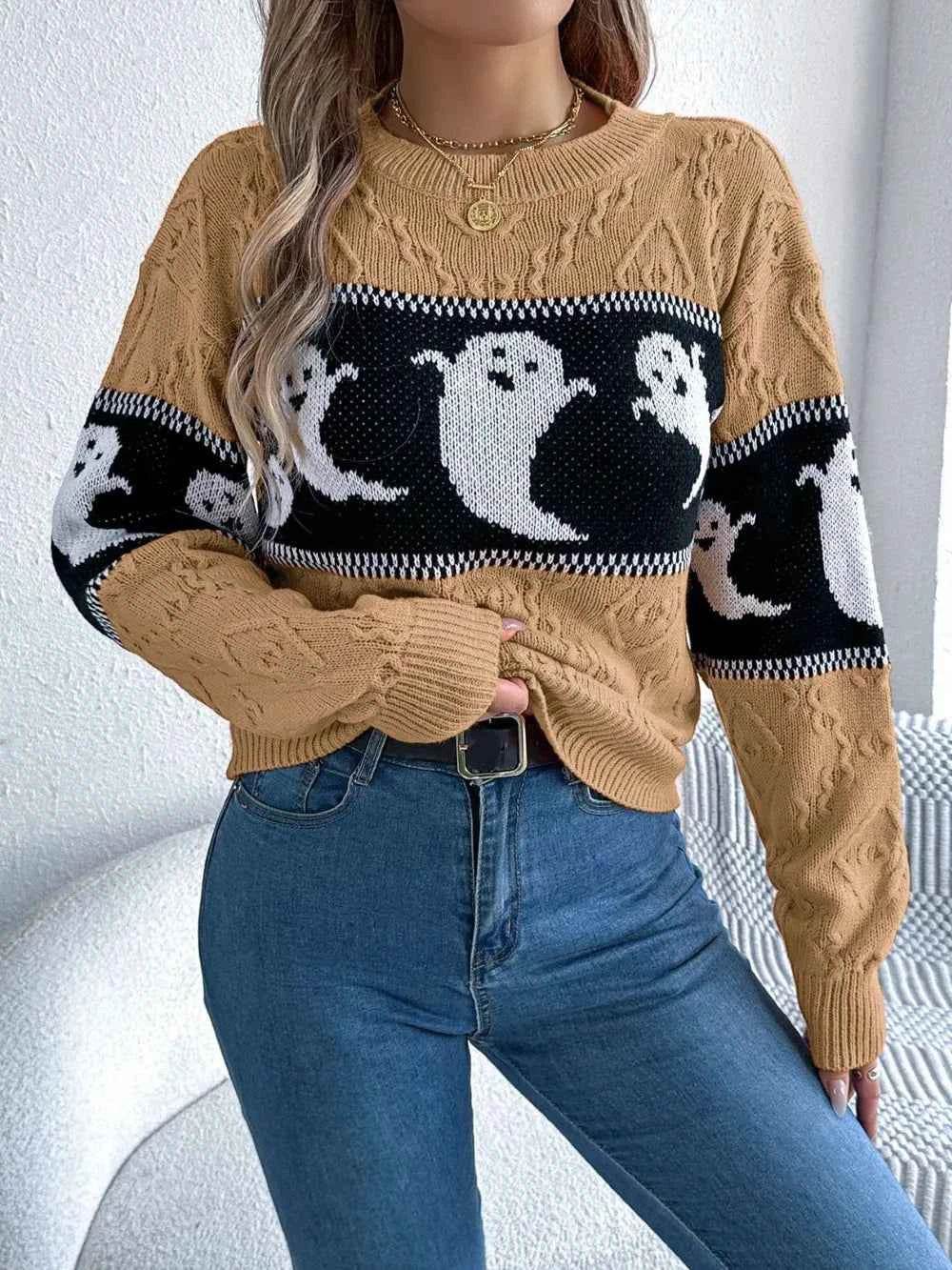 Ghost Round Neck Long Sleeve Sweater Trendsi 008fab28-a700-44f6-abca-318fdbaa6024-Max