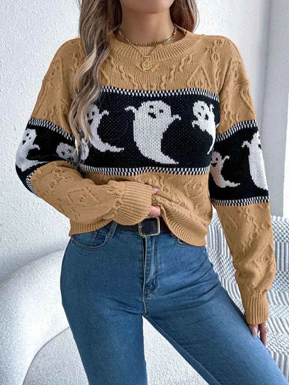 Ghost Round Neck Long Sleeve Sweater Trendsi 008fab28-a700-44f6-abca-318fdbaa6024-Max
