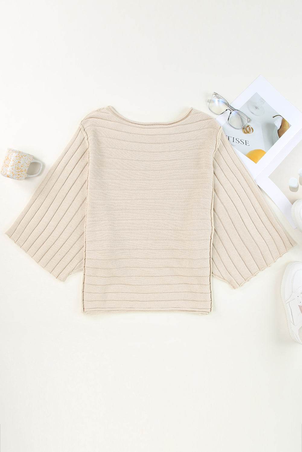 Round Neck Exposed Seams Pullover Top Trendsi 009e1b16120a4574b3b77c8dc1bf7244-Max
