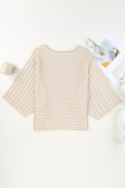 Round Neck Exposed Seams Pullover Top Trendsi 009e1b16120a4574b3b77c8dc1bf7244-Max