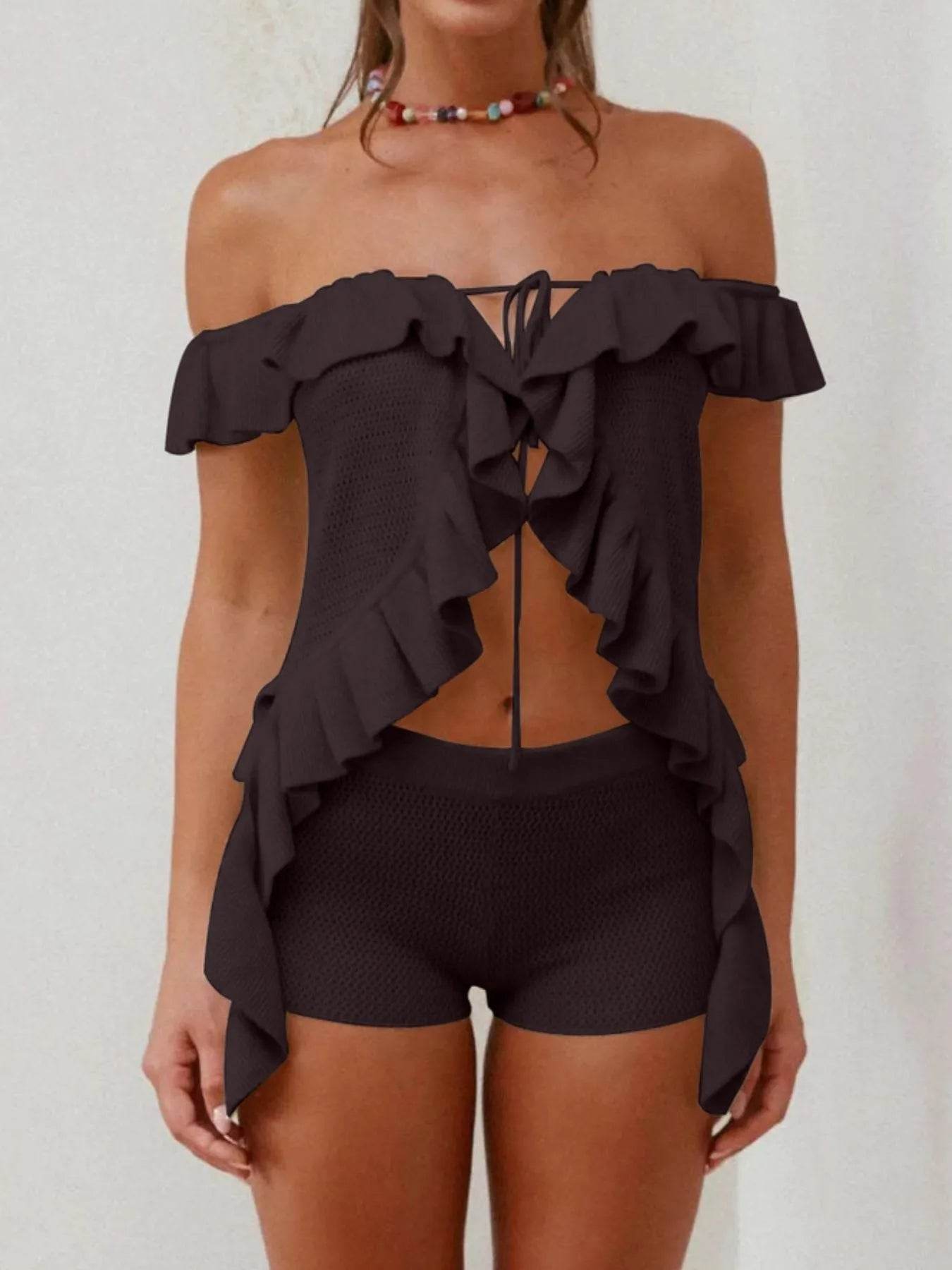 Off-Shoulder Ruffle Top and Shorts Sweater Set Trendsi 00a5e8cc-f391-4bf9-a5eb-fd1462f035e0-Max-Origin