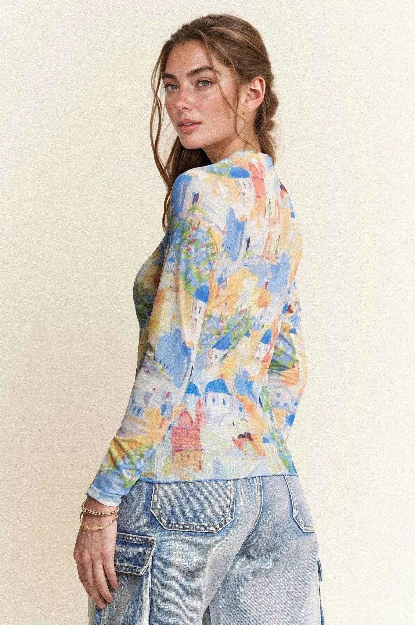 Davi & Dani Multi Printed Mesh Round Neck Long Sleeve Top Trendsi 00c54fcda02a4acfadf2adff12dcdc71-Max-Origin