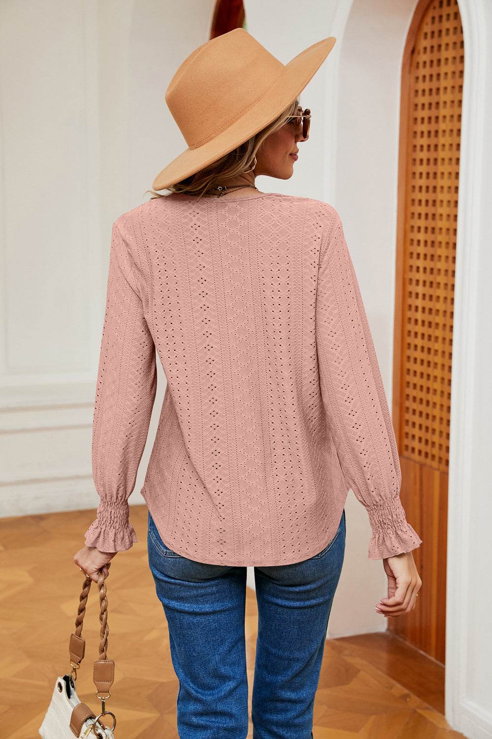 Contrast Flounce Sleeve Blouse Trendsi 00ede31ab44f47db82940a58c1bc608f-Max