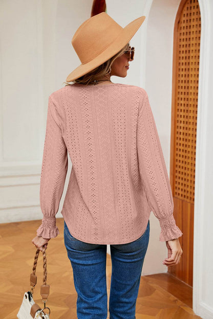 Contrast Flounce Sleeve Blouse Trendsi 00ede31ab44f47db82940a58c1bc608f-Max