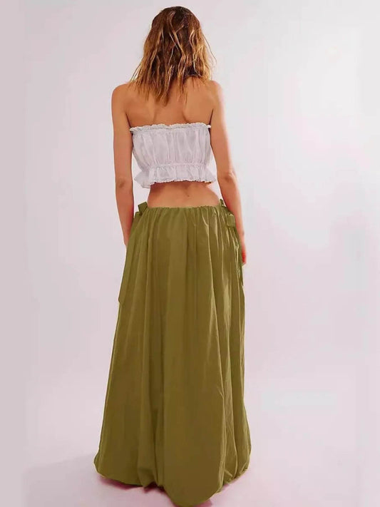 Side Bow Maxi Skirt with Pockets Trendsi 01285fc233164ab692489bc502c91810-Max-Origin