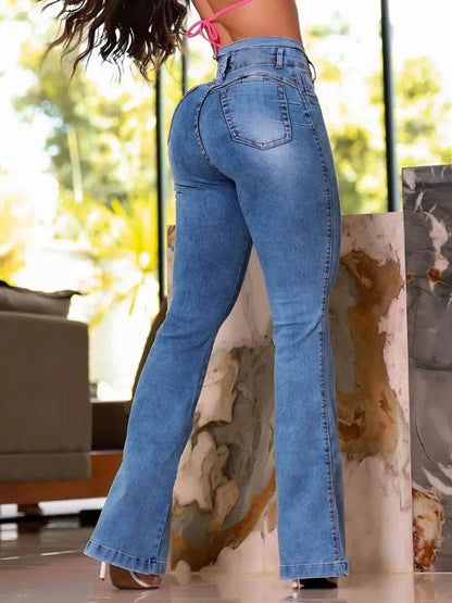 Washed Slim High Rise Flared Jeans Trendsi 0137679f-d4d7-43bd-99fd-899b0d5f1049-Max