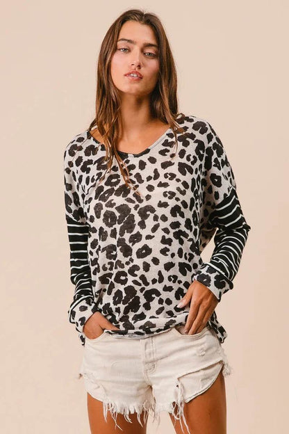 BiBi Leopard Hacci Knit Twist Back Top With Stripe Sleeve Trendsi 017326751031438786eb83ebce80633d-Max-Origin