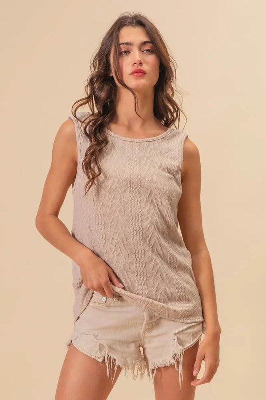 BiBi Textured Sweather Knit Twist Back Sleeveless Top Trendsi 018158b9ab3b4ed1a36078c0c6350883-Max-Origin