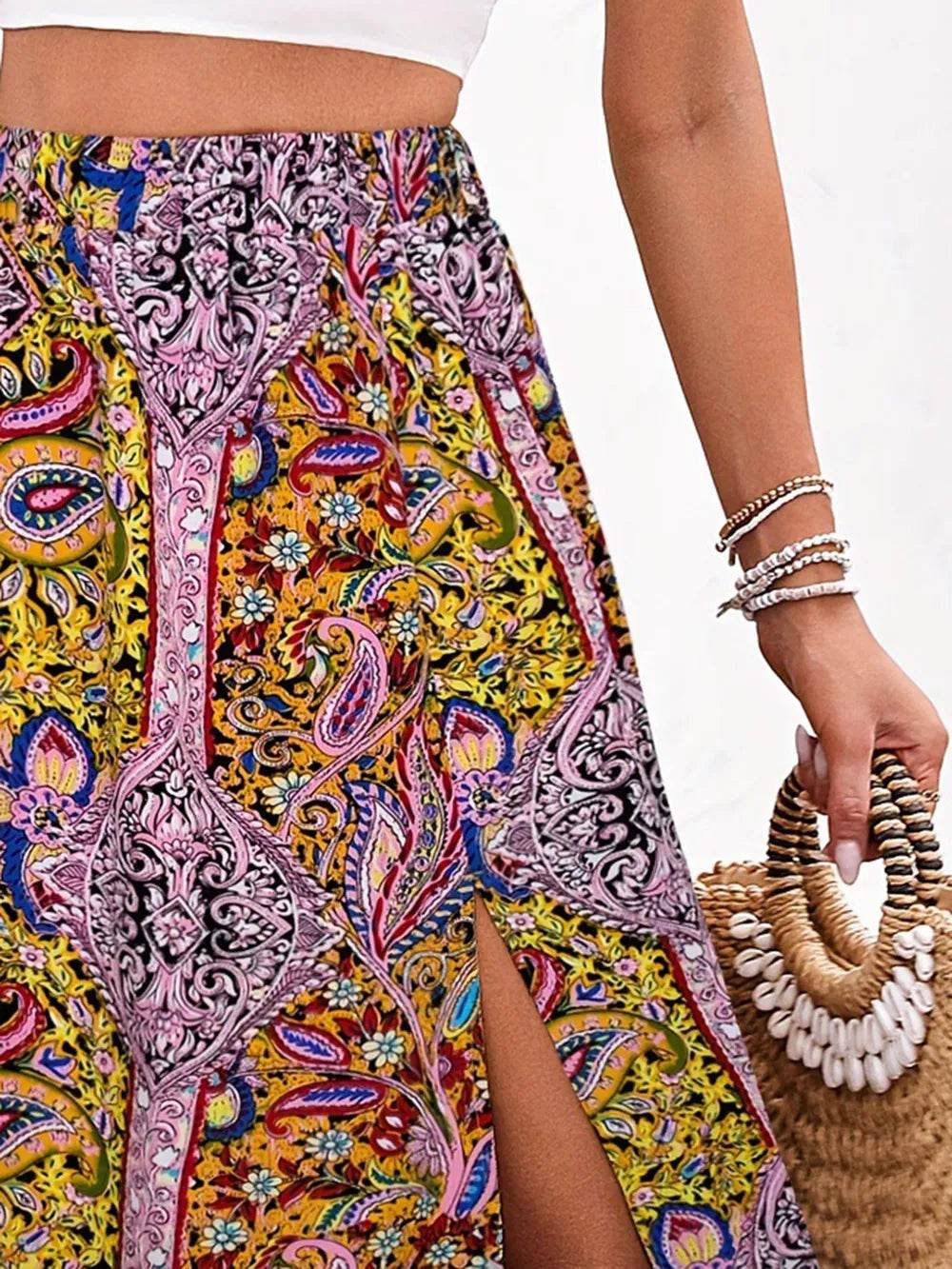 Slit Printed Elastic Waist Skirt Trendsi 01befa04-97f6-480f-9fca-42ea5818da60-Max