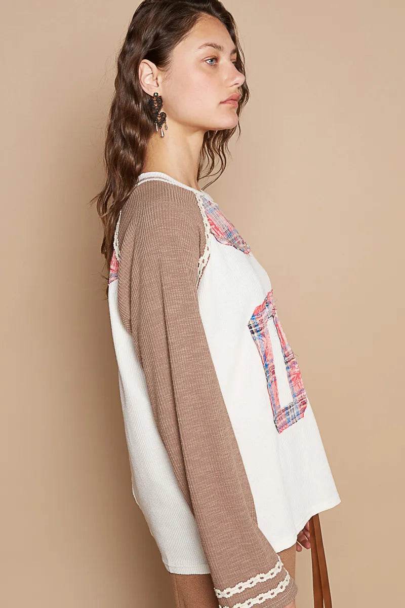 POL Plaid Number 06 Raglan Sleeve T-Shirt Trendsi 01d84325-620c-41ff-a2a2-65781bf82453-Max-Origin