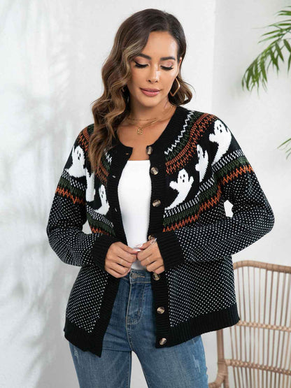 Ghost Button Up Long Sleeve Cardigan Trendsi 0203dc684eac43bd984e7c1a2d1d8415-Max