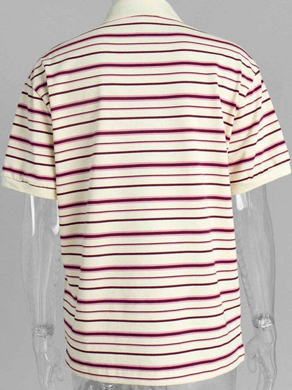 Striped Polo T-Shirt with Contrast Collar Trendsi 0204d512-62ed-4099-bc30-9e01592e2f20-Max-Origin