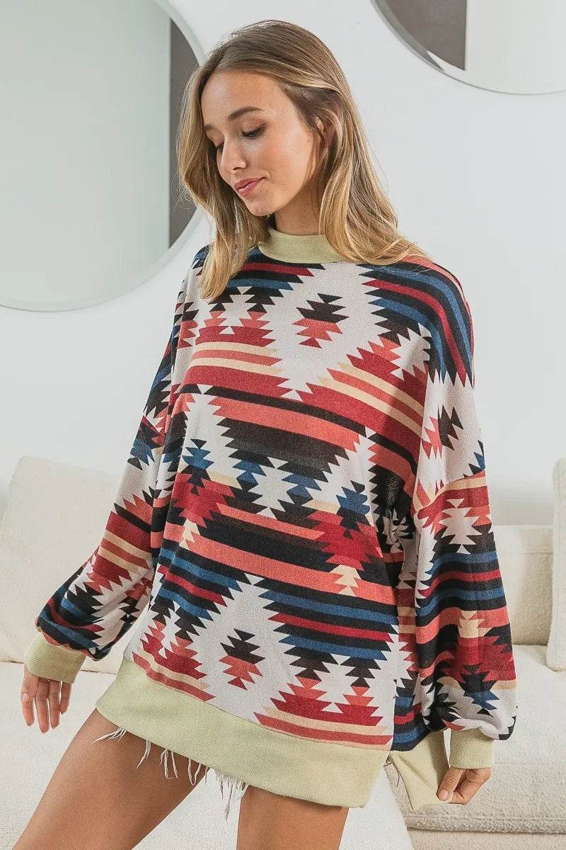 BiBi Aztec Print Mirr Mock Neck Lslv Top Trendsi 0258302ebc544c729eb9c4db4dc3bb19-Max-Origin