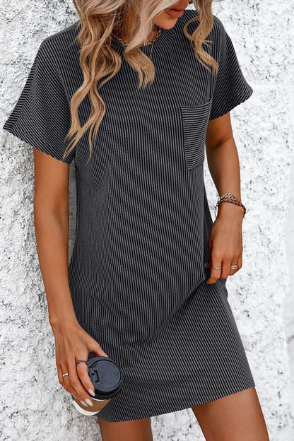 Mandy Ribbed Striped Short Sleeve Mini Tee Dress Trendsi 025eaf2d-c2d5-4281-bce1-83aa93f9dc81-Max