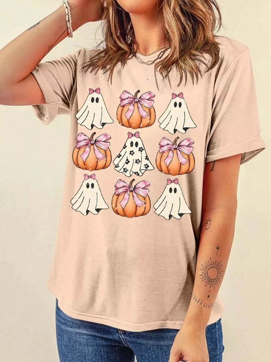 Halloween Bowknot Ghost Pumpkin Graphic T Shirt Trendsi 0264e651b642441eb2a79129df2b6741-Max-Origin