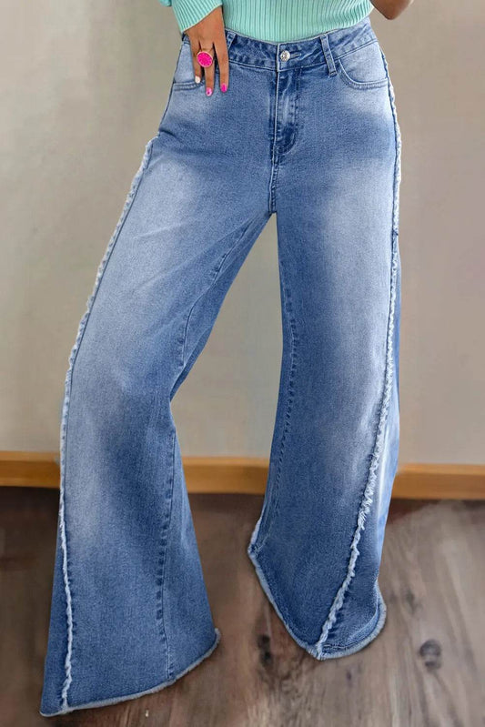 Raw Hem Wide Leg Jeans with Pockets Medium Trendsi 028a4c79-33c4-4cef-a4ea-fd80541e093d-Max