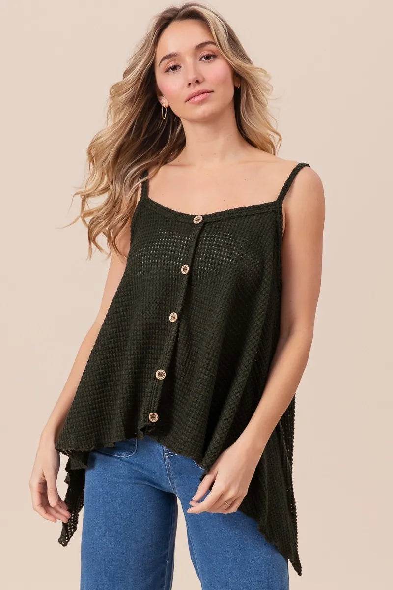 BiBi Popcorn Waffle Knit with Buttoned Front Cami Top Trendsi 0292a2ebd8a148dcbc8c49726850c951-Max-Origin