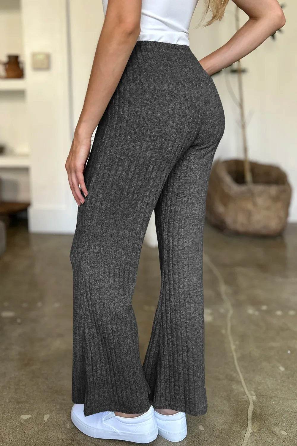 FAM-FAM Ribbed High Waist Flare Pants Trendsi 02b55f0a-e0cd-4cb1-b233-d351af474376-Max