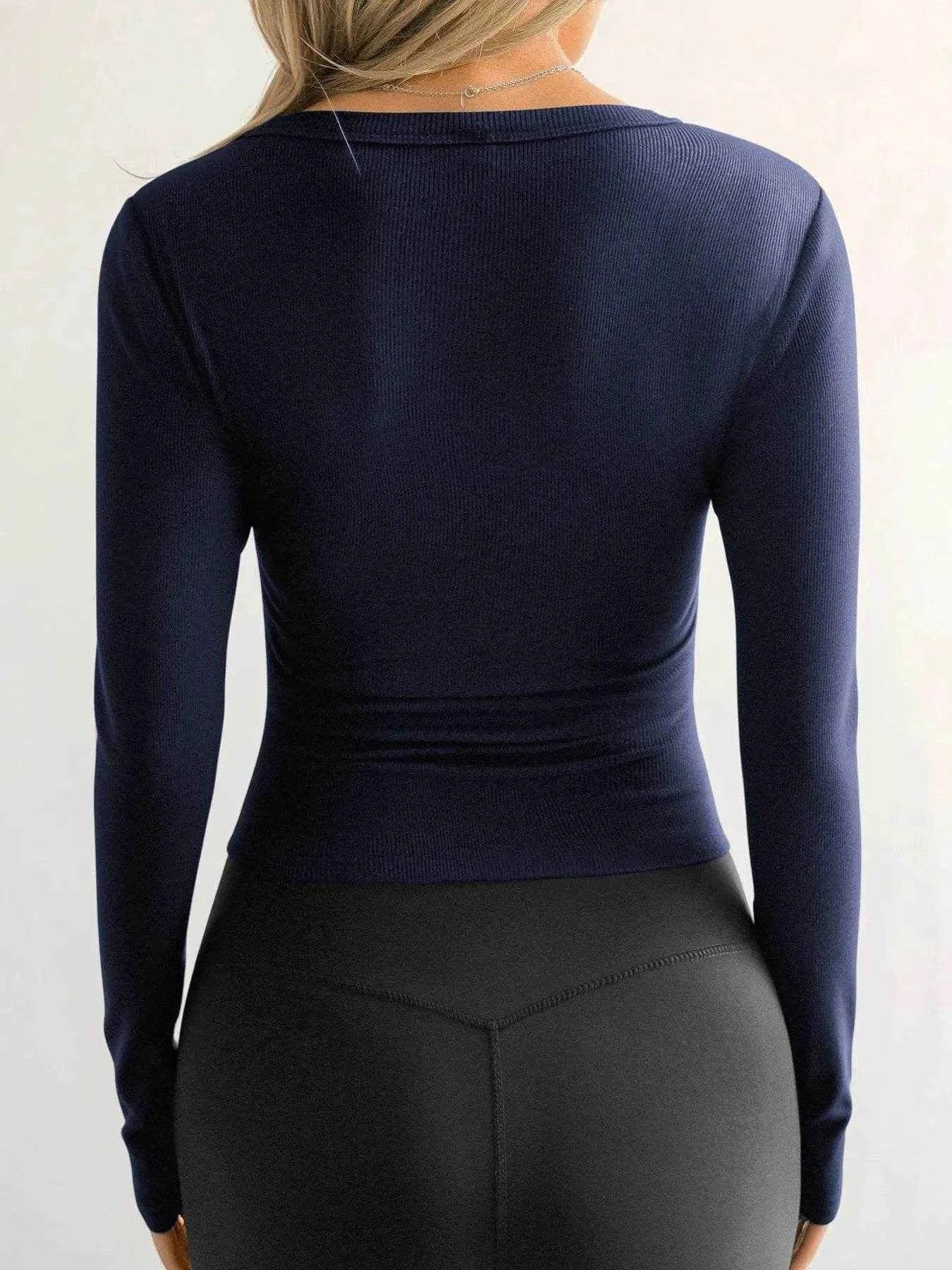 Ribbed V-Neck Long Sleeve T-Shirt Trendsi 02dea44b2199456f88221ad9cbda330e-Max-Origin