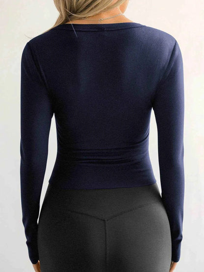 Ribbed V-Neck Long Sleeve T-Shirt Trendsi 02dea44b2199456f88221ad9cbda330e-Max-Origin