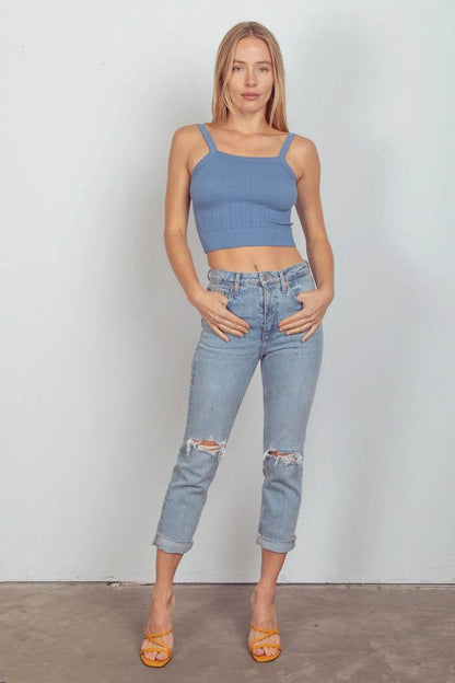 VERY J Cable Knit Seamless Cropped Cami Trendsi 030ee308-d4d1-40e7-83bd-eb8f1c33ea0a-Max