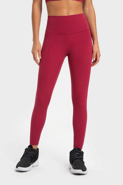 Millennia Highly Stretchy Wide Waistband Yoga Leggings Red Trendsi 03211724fb4646d9a2c811629db848ee-Max