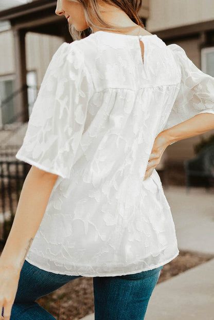 Round Neck Puff Sleeve Blouse Trendsi 03236a357e7c4a9c8804fd0013dabc69-Max