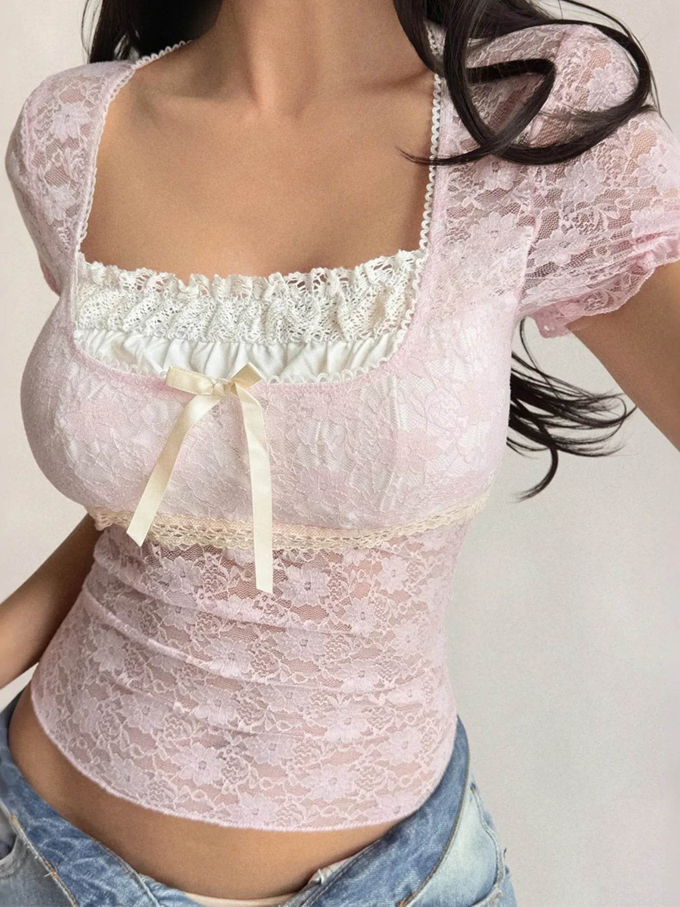 Lace Short Sleeve T-Shirt with Bow Detail Trendsi 032dbb9f06164b3da1038eacaf6eb6cb-Max-Origin