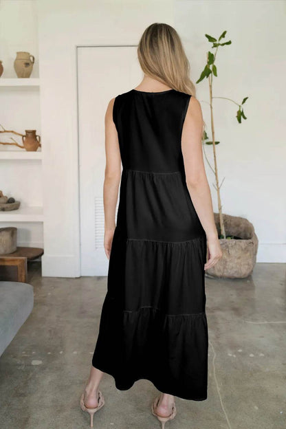 FAM-FAM Tiered V-Neck Sleeveless Dress Trendsi 0332eb55-2835-4c85-979b-e127d6c1b3d5-Max