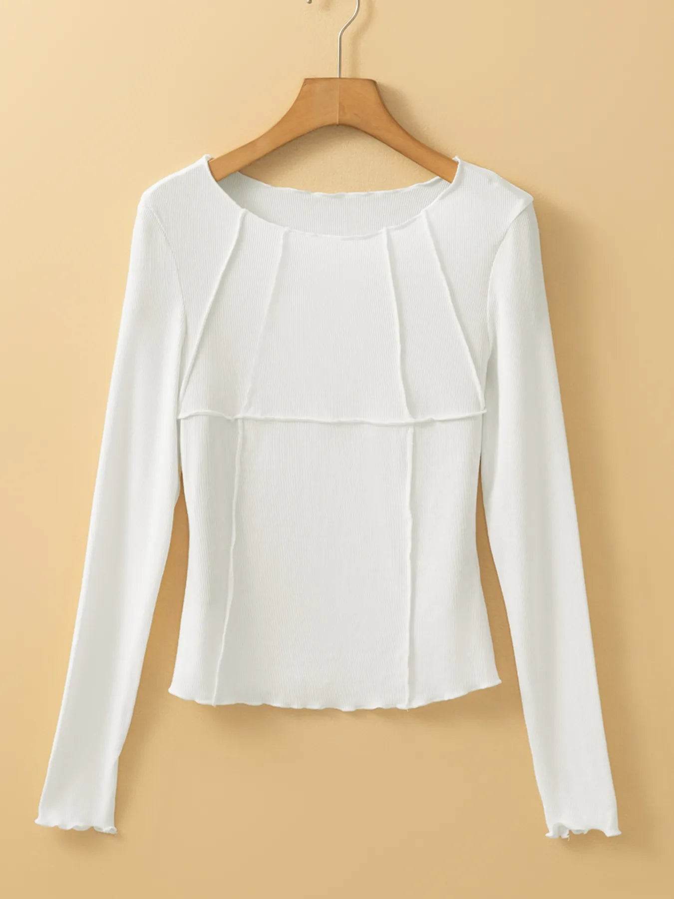 Exposed Seam Slim Fit Long Sleeve Top Trendsi 0389bf93aff5481197486e45cf056e70-Max-Origin