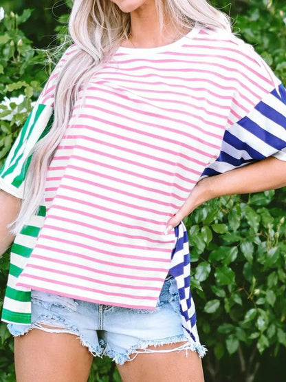 Colorful Striped Oversized T-Shirt Trendsi 039b71f8-b10d-40d3-bdf8-f9b99b39a071-Max-Origin