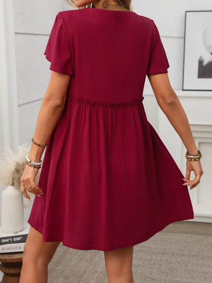 Button Front Flutter Sleeve Dress Trendsi 03dd3e8b-b5ab-4ce7-af58-b4c0fbe15933-Max