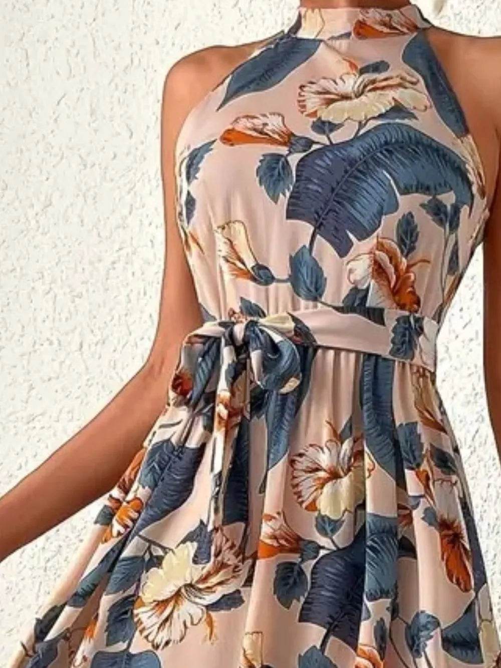 Tied Floral Sleeveless Dress Trendsi 04080a60-3427-4b47-a97e-f867defe645e-Max