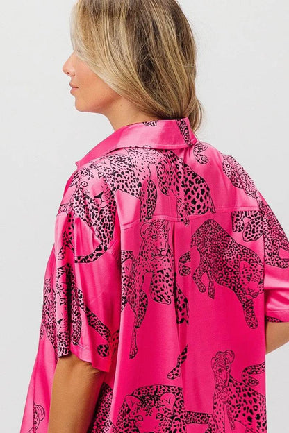 BiBi Leopard Print Short Sleeve Silky Satin Shirt Top Trendsi 04642c24e6bf410c9adf8d0328a9441f-Max-Origin