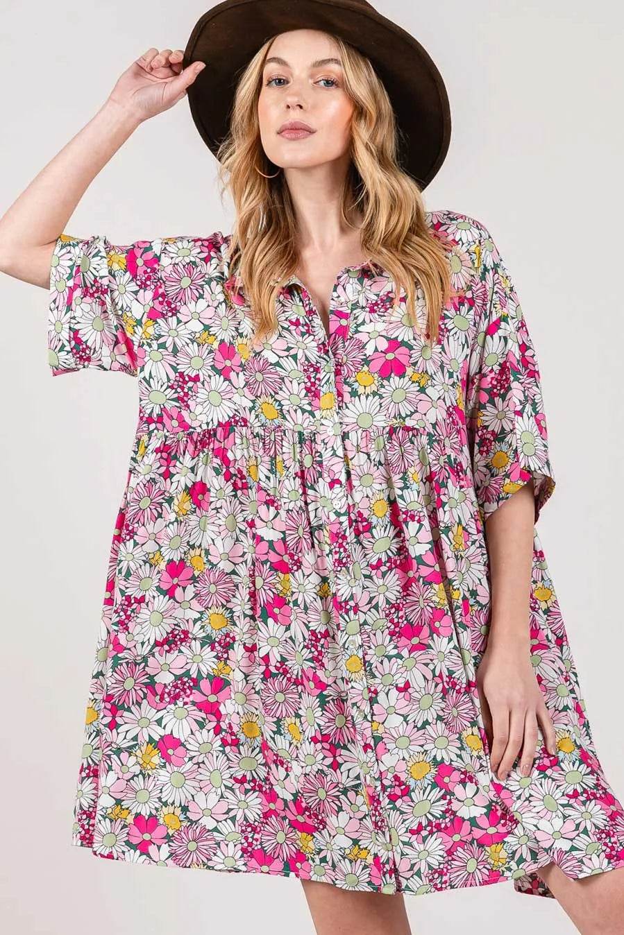 SAGE + FIG Floral Button Down Mini Shirt Dress Trendsi 048133a4-b92f-4371-b104-fb375ed99d33-Max