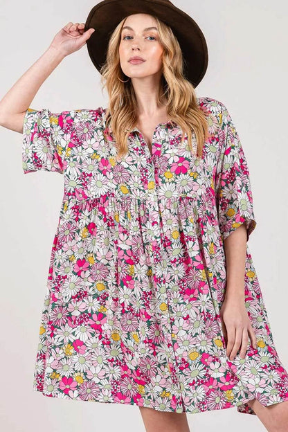 SAGE + FIG Floral Button Down Mini Shirt Dress Trendsi 048133a4-b92f-4371-b104-fb375ed99d33-Max