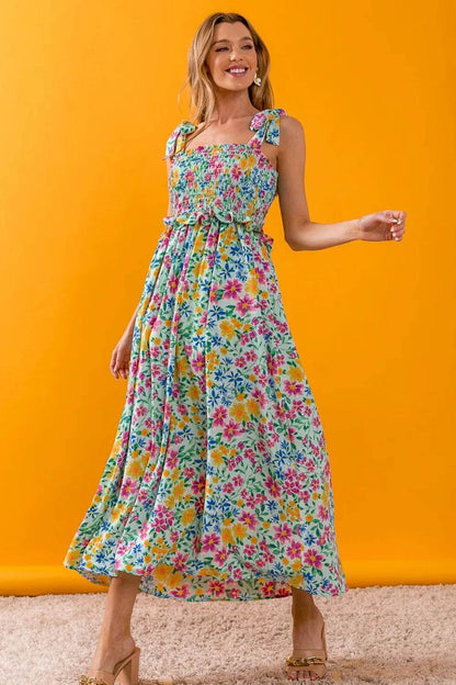 BiBi Floral Ruffle Trim Smocked Cami Dress Trendsi 0495ff43-2b07-4ebd-ac6d-4b904b20824e-Max
