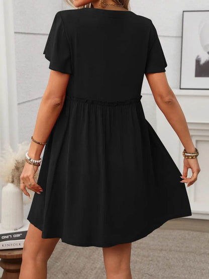Button Front Flutter Sleeve Dress Trendsi 04964bbc-0828-4989-bea4-e5f44d36b84a-Max