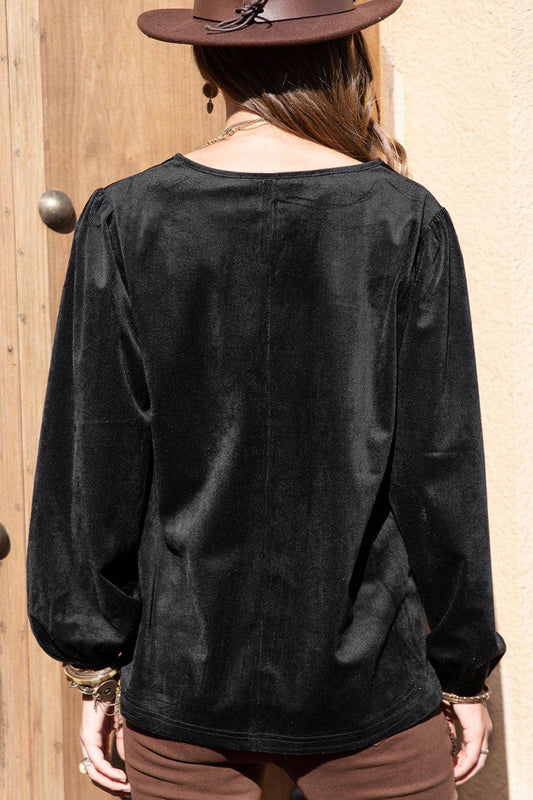 Notched Neck Long Sleeve Blouse Trendsi 04d58bb330d8480892f0add978b3187d-Max