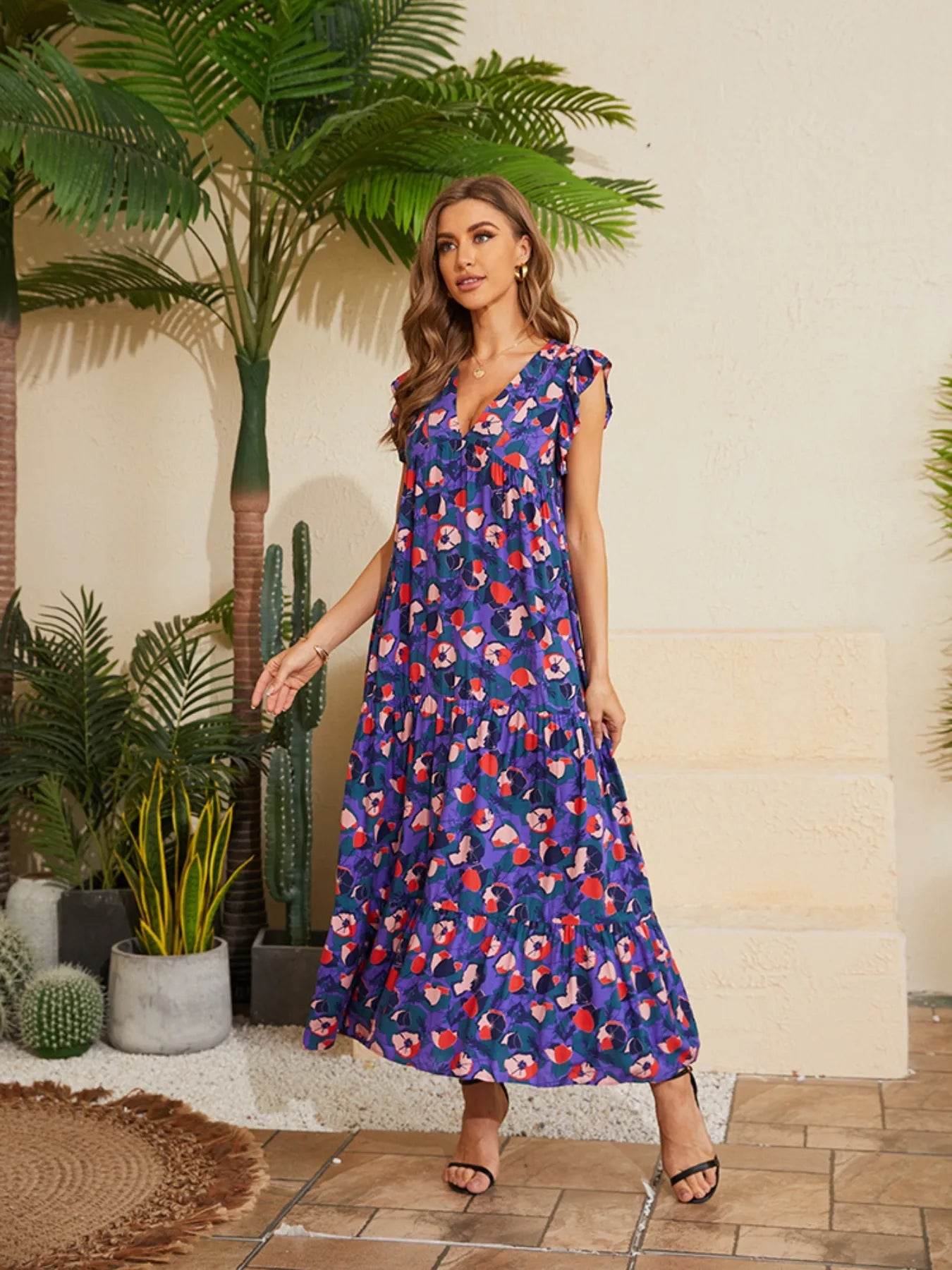 Floral V-Neck Cap Sleeve Summer Dress Trendsi 04e74c2f-0476-4fba-8b06-479b1cba9456-Max-Origin