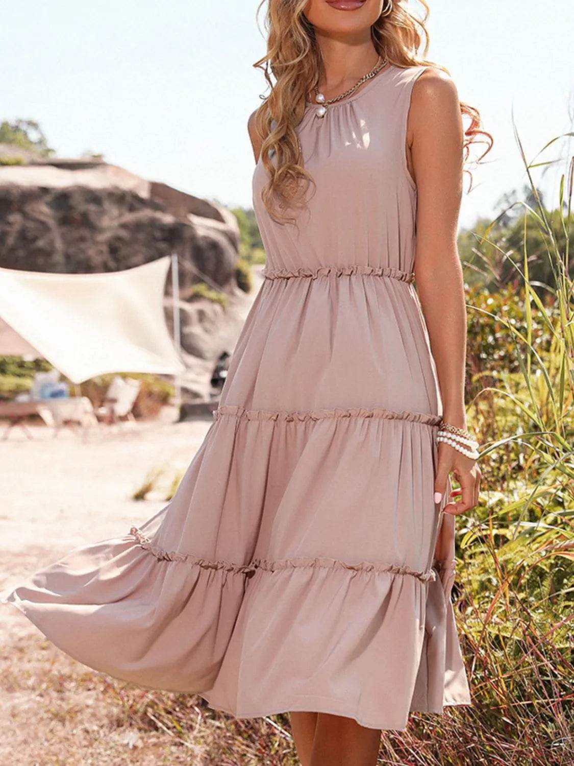 Frill Tiered Midi Dress Trendsi 04e76b9b-c8a3-47cf-8595-bd24651c93fd-Max-Origin