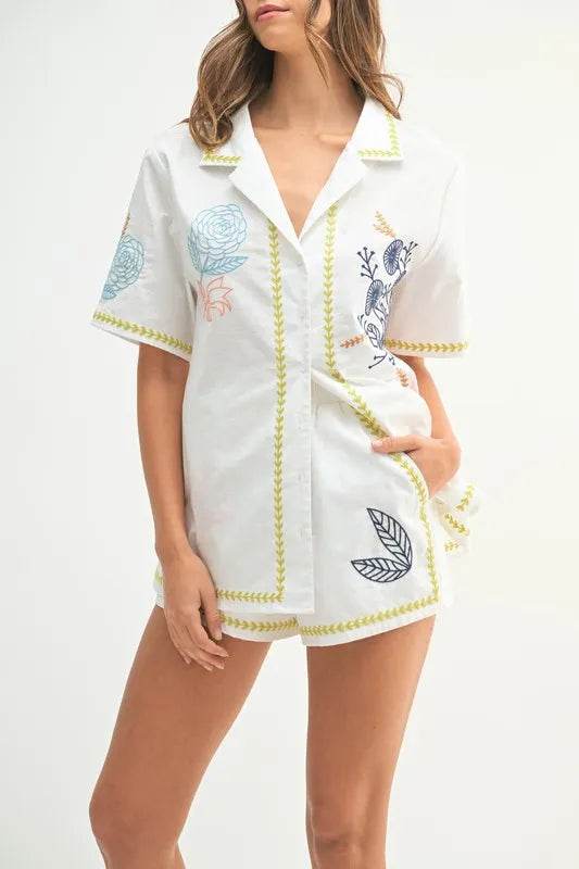 MABLE Embroidered Button Down Shirt and Shorts Set Trendsi 04f2e83d6d484bc1bb6df2282d25630a-Max-Origin