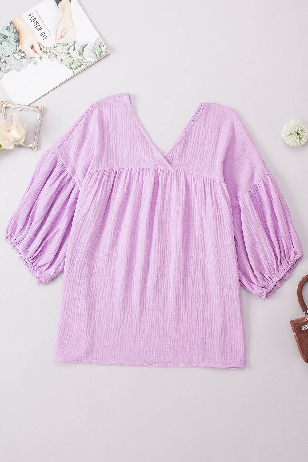 Dropped Shoulder V-Neck Blouse Heliotrope Purple Trendsi 05393a0803014753b2ceb4b3da6c7f32-Max