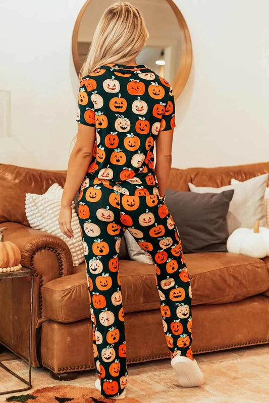 Pumpkin Printed Short Sleeve Top and Pants Lounge Set Trendsi 054b8dce-c6e2-4ef2-a84a-4445b3bc7d89-Max