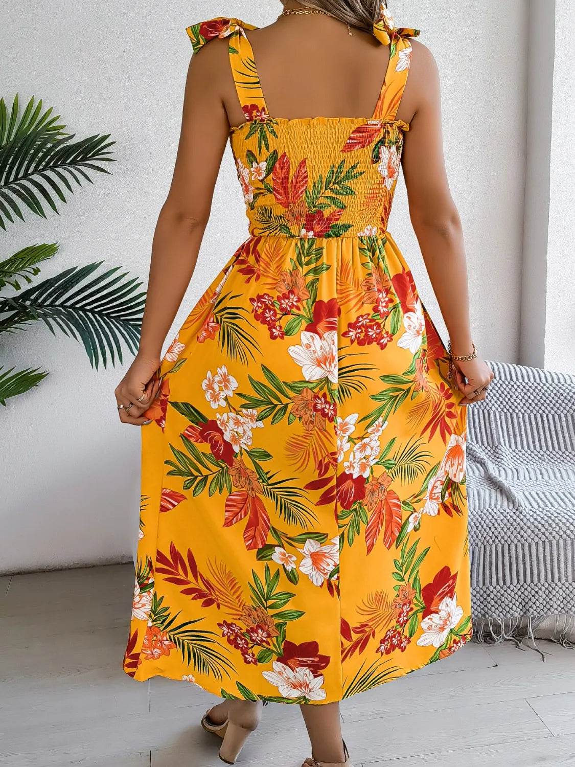Smocked Floral Tie Shoulder Midi Dress Trendsi 057613e0-86e8-4894-b0e1-355951416f14-Max-Origin