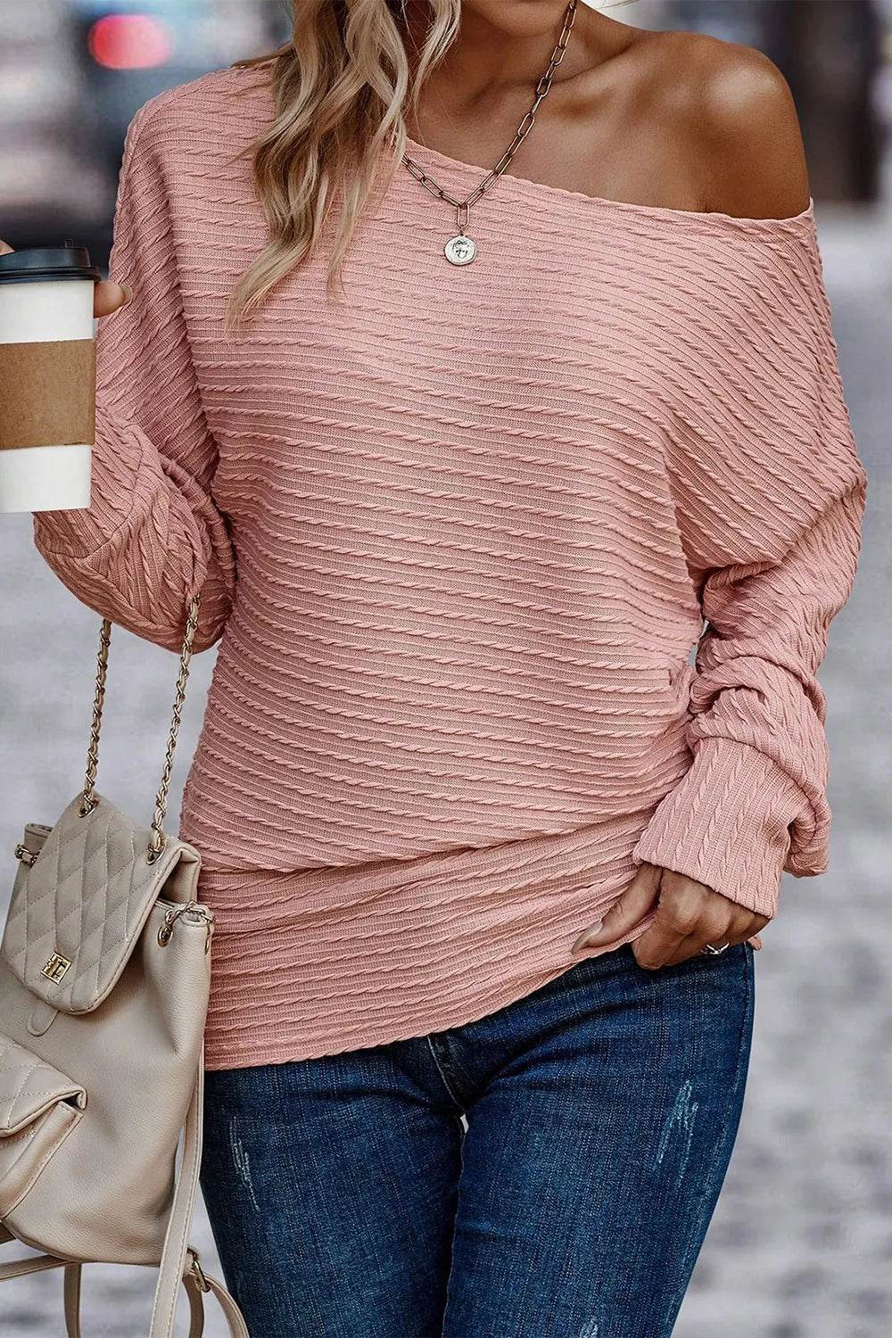 Texture Round Neck Long Sleeve Top Trendsi 059c11a610f048c6b4d7d1f6cca42d30-Max